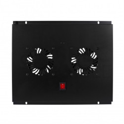 Panel 2x wentylator RACK 19" do szaf 600x600 podsufitowy czarny NEKU FLR GREEN