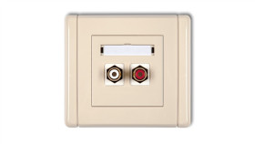 Flexi Gniazdo Podwójne Rca (Typu Cinch - Biały I Czerwony, Pozłacane) Beżowy...