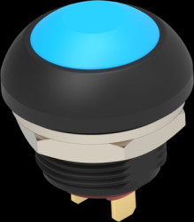 Pushbutton, 1 pole, blue, unlit , 0.12 A/125 VAC, 0.2 A/50 VDC, 13.6 mm, IP68, 2329383-5