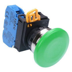 YW4B-M4E10G Green 22mm Metal Bezel Mushroom Momentary Push Button Switch NO IP65 IDEC