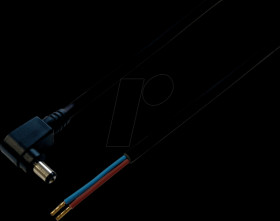 075168 DC cable with angled plug 2,1 / 5,5 mm black 1,0