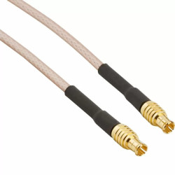 Coaxial cable, MCX plug (straight) to MCX plug (straight), 75 Ω, RG-179/U, grommet black, 153 mm, 255101-05-06.00