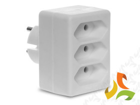 Rozgałęźnik 3x2P/II "złodziejka" 2,5A max 250V biały R-3 ABEX