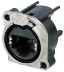 Socket, RJ45, 8 pole, 8P8C, Cat 6, solder connection, PCB mounting, NE8FBH