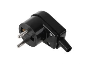 Wtyczka kątowa z uziemieniem czarna WT-20S-2