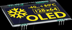 EA OLEDL128-6LGA Graphic OLED, 128x64, 68x51 mm, yellow, without protective glass