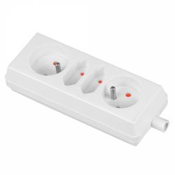 Gniazdo przenośne czterokrotne 16A białe