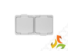 SMART Gniazdo podwójne z uziemieniem z uziemieniem natynkowe z klapką bryzgoszczelne IP44 biały NT-6S ABEX