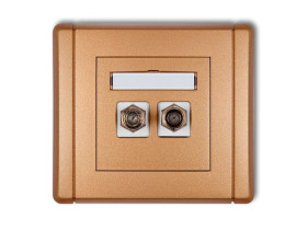 FLEXI Gniazdo antenowe podwójne typu "F" (SAT) niklowane złoty metalik 8FGF-2 KARLIK