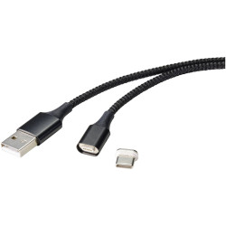 Renkforce RF-4746076 USB Cable USB-A to USB-C Black Magnetic 1m