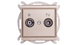 Sonata Gniazdo Antenowe Rtv Zakończeniowe 10Db Szampański Złoty Gpa-10Rpz/M/39