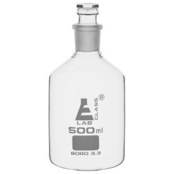 LabGlass Reagent Bottle, Narrow Mouth, Interchangeable Stopper 500ml, 24/29