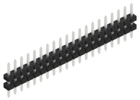 Pin header, 20 pole, pitch 2 mm, straight, black, 10062865