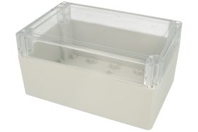 Obudowa; uniwersalna; ZP180.120.90JpH TM; ABS / poliwęglan; 180mm; 120mm; 90mm; IP65; jasnoszary; hermetyczna; przezroczysta pok