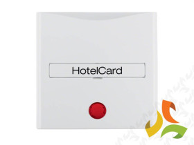 BERKER B.KWADRAT Nasadka z nadrukiem i czerwoną soczewką do wyłącznika hotelowego na kartę biały połysk 16408989 HAGER