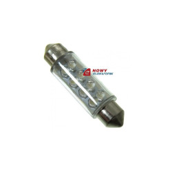 Dioda LED C5W 41mm 8Led 3mm bia. (10x41 11x42) rurka