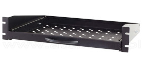 Półka do szafy 19", wysuwana, 350 mm, 2U, czarna