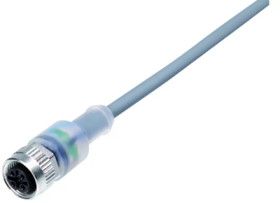 Sensor actuator cable, M12-cable socket, straight to open end, 3 pole, 5 m, PVC, gray, 4 A, 77 3630 0000 20003-0500