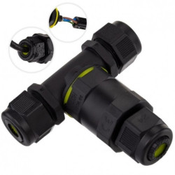 Mufa kablowa z dławikami na kable do 3x1,5mm2 hermetyczna IP68 trójnik czarna ELCAN