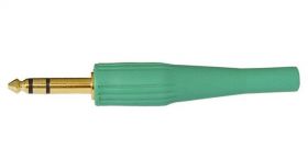 Wtyk jack 6.3mm stereo duży zielony złoty