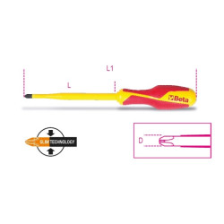 Wkrętak izolowany rozmiar końcówki: PH1 BETA długość ostrza: 80 mm Wkrętak izolowany