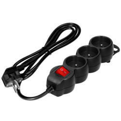 Przedłużacz 3gn 1,4m z wył czarn ORNO czarny