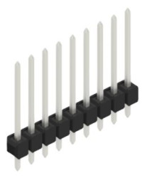 Pin header, 9 pole, pitch 2.54 mm, straight, black, 10048534