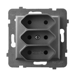 ARIA Gniazdo potrójne EURO szary mat GP-3U/m/70