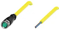 Sensor actuator cable, M8 cable socket, straight, A to open end, 3 pole, 5 m, PVC, yellow, 3 A, 456515