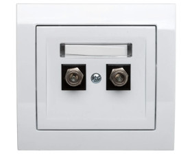 KIER Gniazdo antenowe podwójne typu F białe GPA-2WF/00