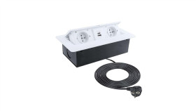 Gniazdo Meblowe, Blatowe 2X2p+Z 16A 230V + 1Xusb A + 1Xusb C 2,1A 5V 3M Białe...