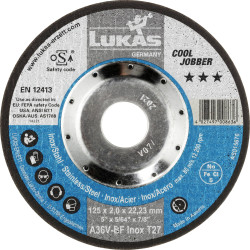 LUKAS-ERZETT AS015676V9802 T27 125x2,0x22,23 A36V-BF Tarcza szlifierska Średnica 125 mm 25 szt.
