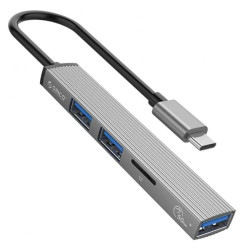 Hub ORICO USB-C 3xport USB-A, czytnik microSD, alu