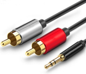 KABEL JACK WTYK 3,5mm STEREO - 2 X WTYK RCA 3,0M BLACK (KABJACK2RCA-BLK30)