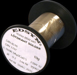 SSAC 2010 Solder wire, lead-free, 0.2 mm, Sn 96.5 Ag Cu0.5 10 gr