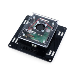 Obudowa Raspberry Pi 3A+ Vesa v2 do montażu na monitor - czarno-przezroczysta + wentylator