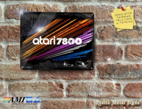 Atari 7800 logo with Colourful Background - Metal Sign