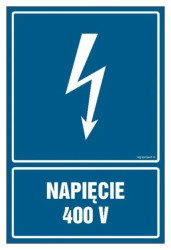 ZNAK - HG059 Napięcie 400 V 7,5 x 10 cm FN - Folia samoprzylepna
