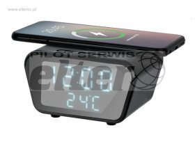 Cyfrowy zegar-budzik z Ĺ‚adowarkÄ… indukcyjnÄ… czarny