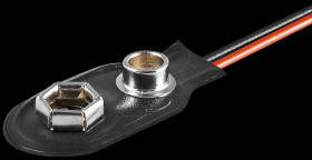 Battery clip for 9-volt block, vertical