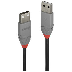 LINDY 36693 USB cable USB 2.0 USB-A to USB-A Black Grey 2m
