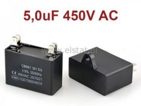5,0uF 450V kondensator silnikowy; złącza 6,3mm