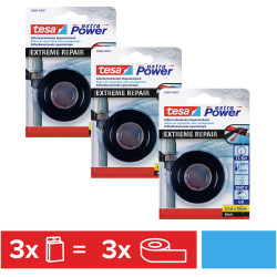 tesa 56064-00500-00 Extra POWER repair Tape black 2.5m x 19mm 3pcs
