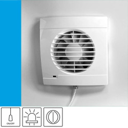 Wentylator domowy Vulkan RS100P+ klapka zwrotna, przełącznik pociągany, kontrolka LED, fi 100 mm, kolor biały