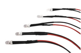 LED fi 5mm 12V BIAŁA CIEPŁA Z PRZEWODEM 20cm