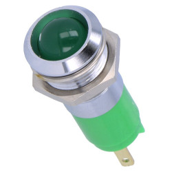 Kontrolka LED 24V zielona 14mm 24-28VDC IP67 metal
