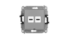 Icon Mechanizm Gniazda Podwójnego 2Xusb C-C, Bez Pola Opisowego Szary Mat...