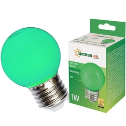 Żarówka LED E27 230V 1W kula zielona PC