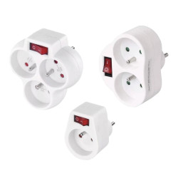 Zestaw P0100: 2 rozgałęziacze zasilania + gniazdo z włącznikiem