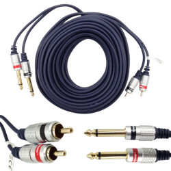 Kabel AUDIO JACK 2x 6,3 / 2x RCA 10m VITALCO MK50 wtyk -wtyk WYSOKA JAKOSĆ